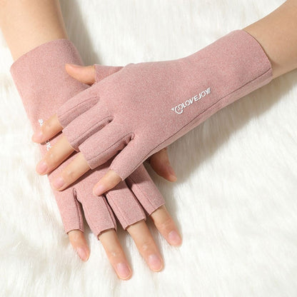 Semi Finger Short Mittens, German Velvet Touchscreen, Autumn Winter Solid Color, Half Finger Gloves