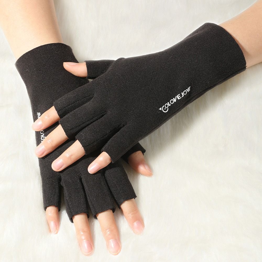 Semi Finger Short Mittens, German Velvet Touchscreen, Autumn Winter Solid Color, Half Finger Gloves