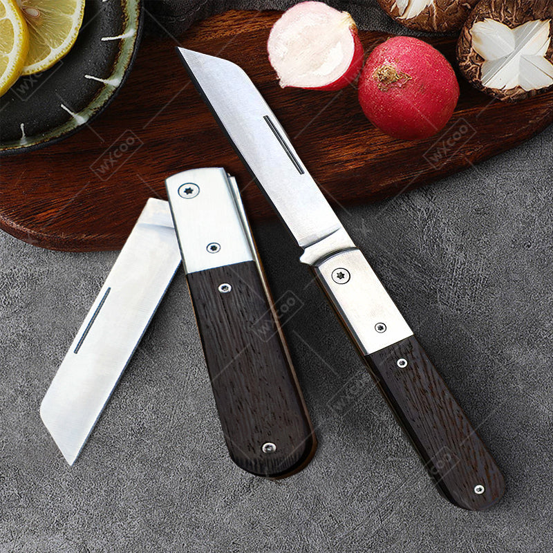 Wooden Handle Kitchen Accessories, Folding Fruit Knife, Stainless Steel Fruit Paring Knife, Butcher Knife for Kitchen