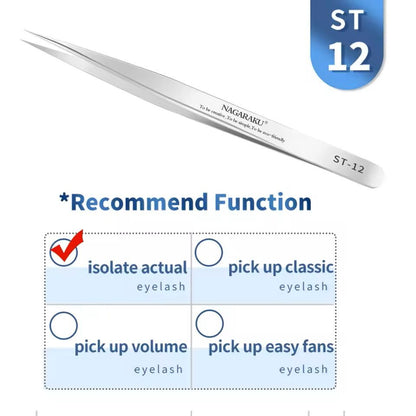 Womens Stainless Steel Eyelash Extension Tweezers 5