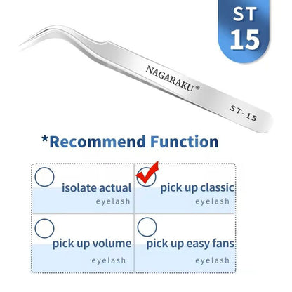 Womens Stainless Steel Eyelash Extension Tweezers 7