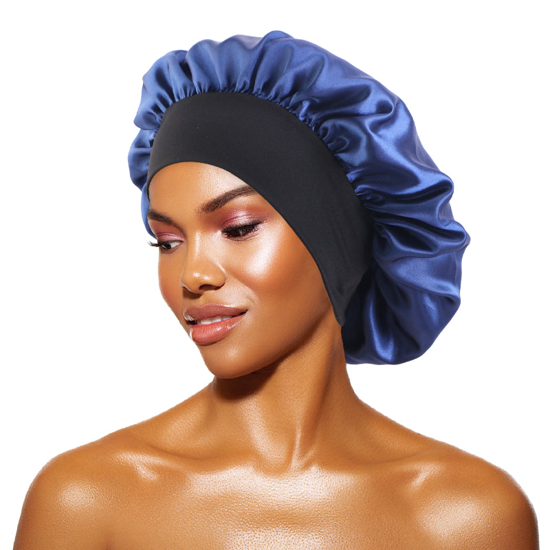 Women Satin Solid Bonnets Wide Brimmed Sleeping Hat Hair Care Bonnet Unisex Head Wrap Elastic Band  3