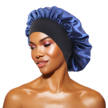 Women Satin Solid Bonnets Wide Brimmed Sleeping Hat Hair Care Bonnet Unisex Head Wrap Elastic Band  3