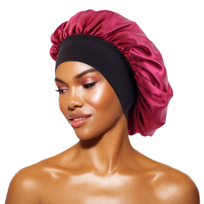 Women Satin Solid Bonnets Wide Brimmed Sleeping Hat Hair Care Bonnet Unisex Head Wrap Elastic Band  6
