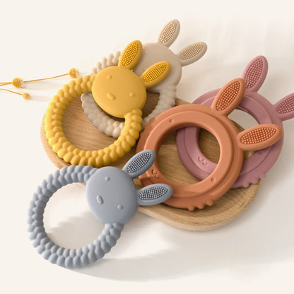 BPA Free Cartoon Rabbit Baby Teether Silicone Toy Health Molar Chewing Nursing Teething Gifts Baby  4