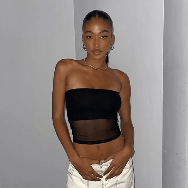 Mesh Corset Strapless Crop Top 3