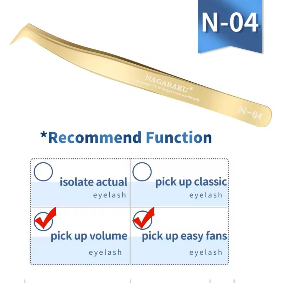Womens Stainless Steel Eyelash Extension Tweezers 10