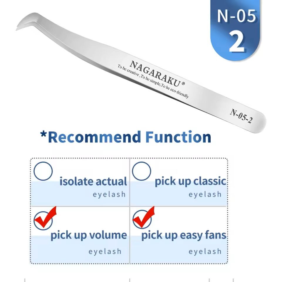 Womens Stainless Steel Eyelash Extension Tweezers 12
