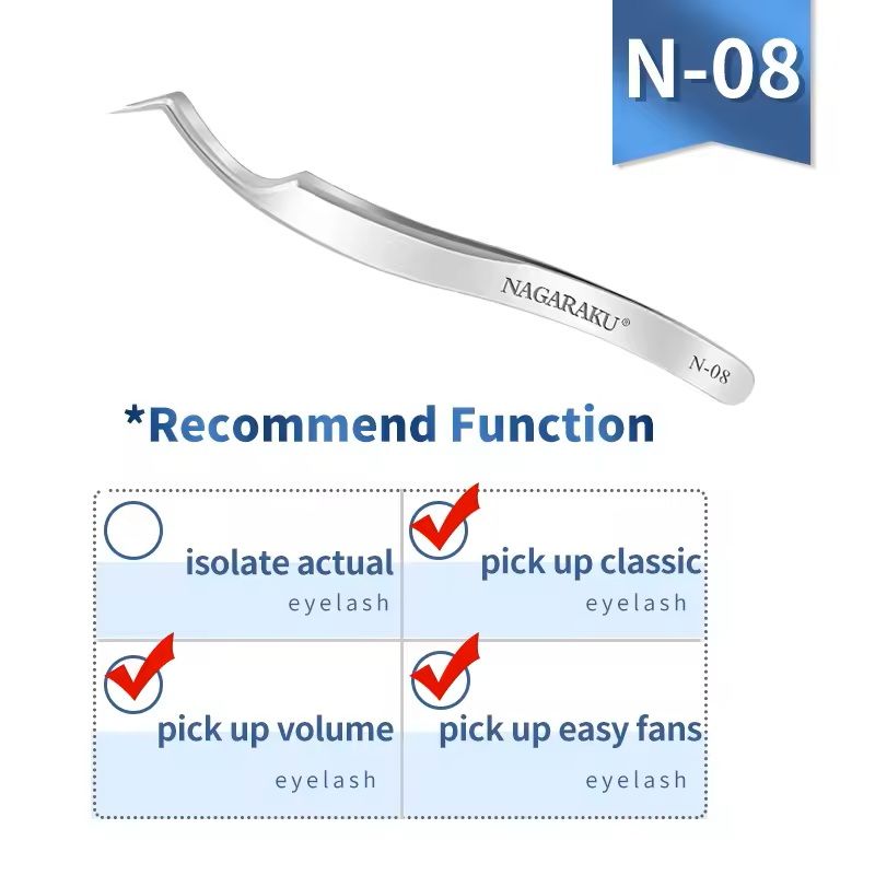 Womens Stainless Steel Eyelash Extension Tweezers 15