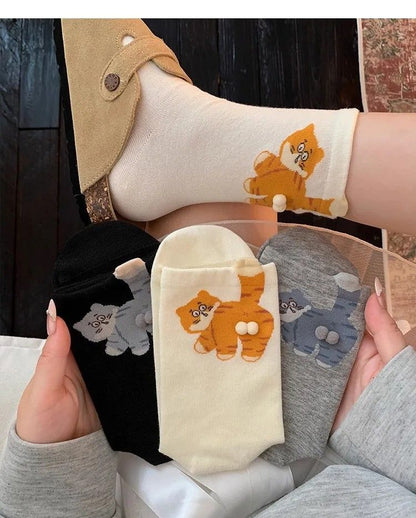 Purrfect Cat Mid-Tube Socks – Soft, Sweat-Absorbing Couples Pack