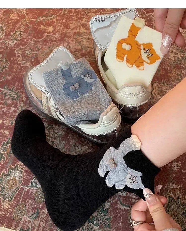 Purrfect Cat MidTube Socks  Soft SweatAbsorbing Couples Pack 7
