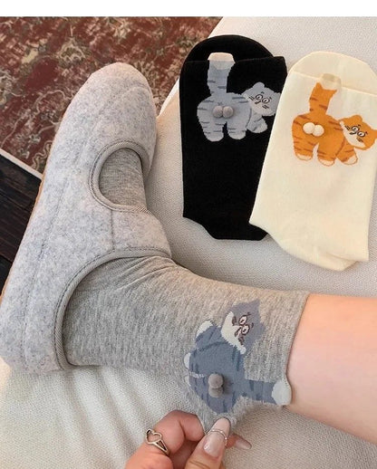 Purrfect Cat MidTube Socks  Soft SweatAbsorbing Couples Pack 3