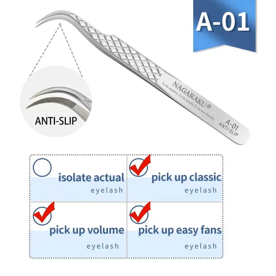 Womens Stainless Steel Eyelash Extension Tweezers 19