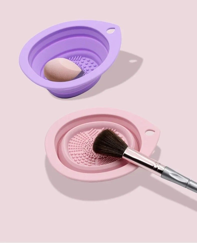 Premium Silicone Makeup Brush Cleaning Bowl  PowderPuff Scrubber The Ultimate Foldable Tool For Spo