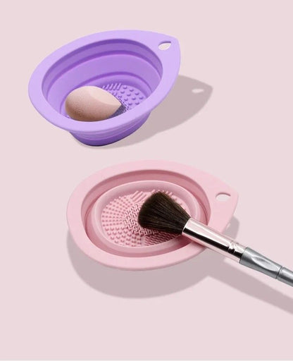 Premium Silicone Makeup Brush Cleaning Bowl  PowderPuff Scrubber The Ultimate Foldable Tool For Spo