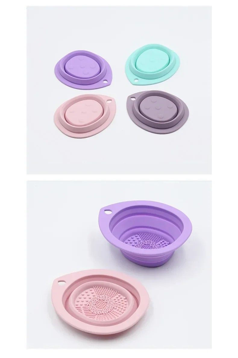 Premium Silicone Makeup Brush Cleaning Bowl  PowderPuff Scrubber The Ultimate Foldable Tool For Spo