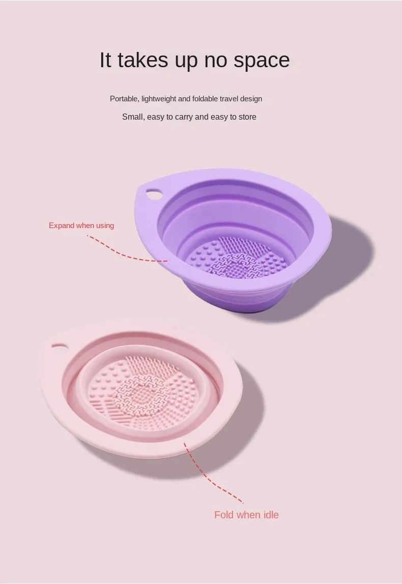 Premium Silicone Makeup Brush Cleaning Bowl  PowderPuff Scrubber The Ultimate Foldable Tool For Spo