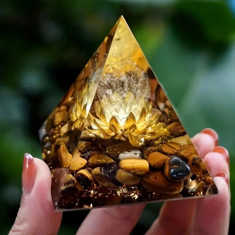 Crystal TigerEye Lotus Orgone Pyramid  PositiveEnergy Guide  Home Harmony 1