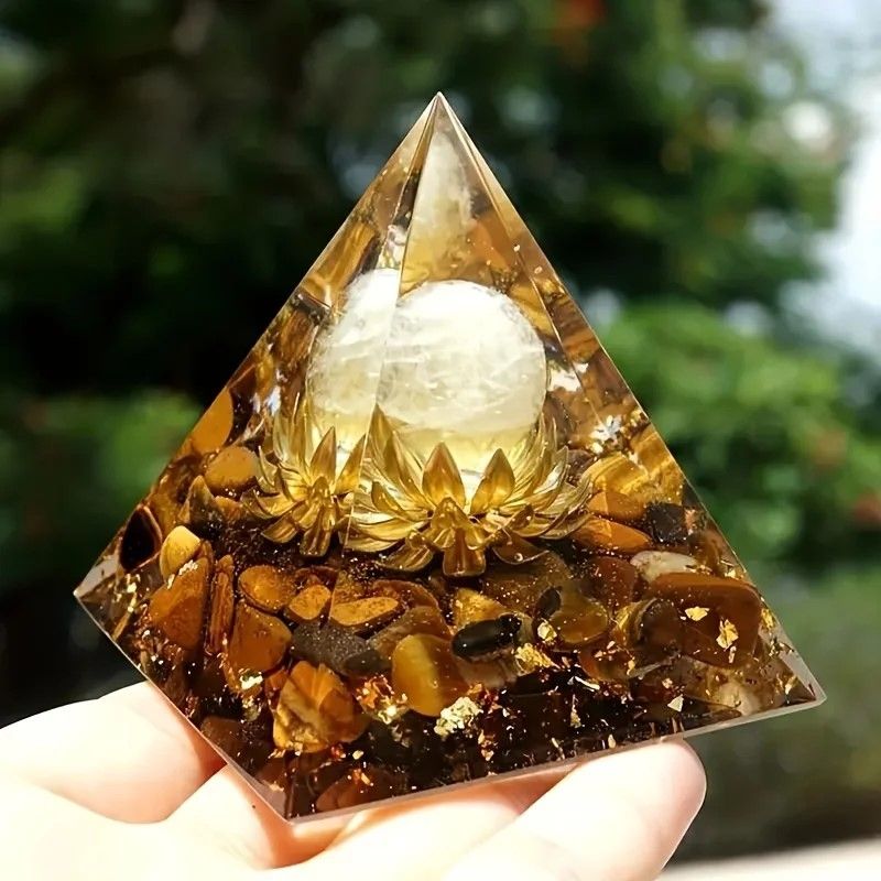 Crystal TigerEye Lotus Orgone Pyramid  PositiveEnergy Guide  Home Harmony 2