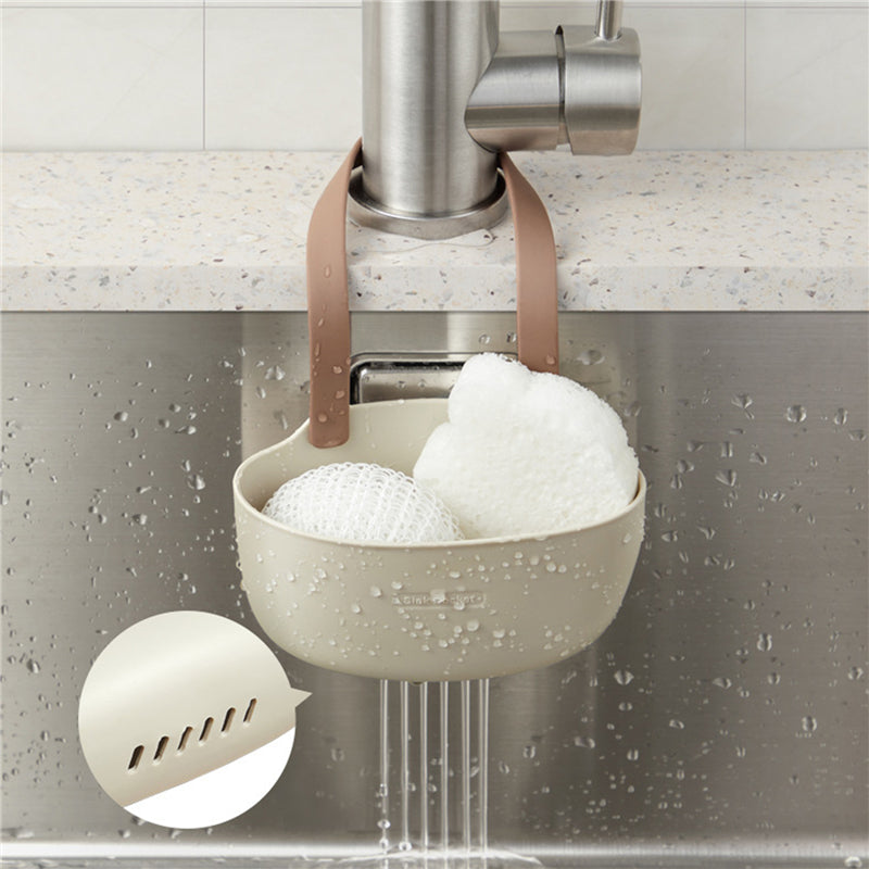 Practical Drain Rack Soap Sponge Holder Faucet Caddy, Tidy Kitchen Sink Holder Hanging Drain Basket Adjustable