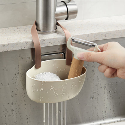 Practical Drain Rack Soap Sponge Holder Faucet Caddy, Tidy Kitchen Sink Holder Hanging Drain Basket Adjustable