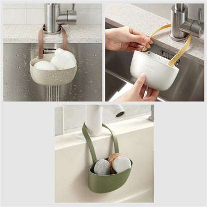 Practical Drain Rack Soap Sponge Holder Faucet Caddy, Tidy Kitchen Sink Holder Hanging Drain Basket Adjustable