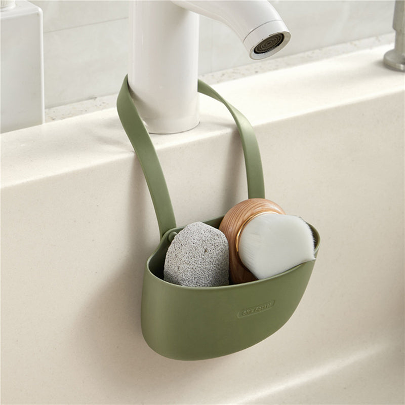 Practical Drain Rack Soap Sponge Holder Faucet Caddy, Tidy Kitchen Sink Holder Hanging Drain Basket Adjustable