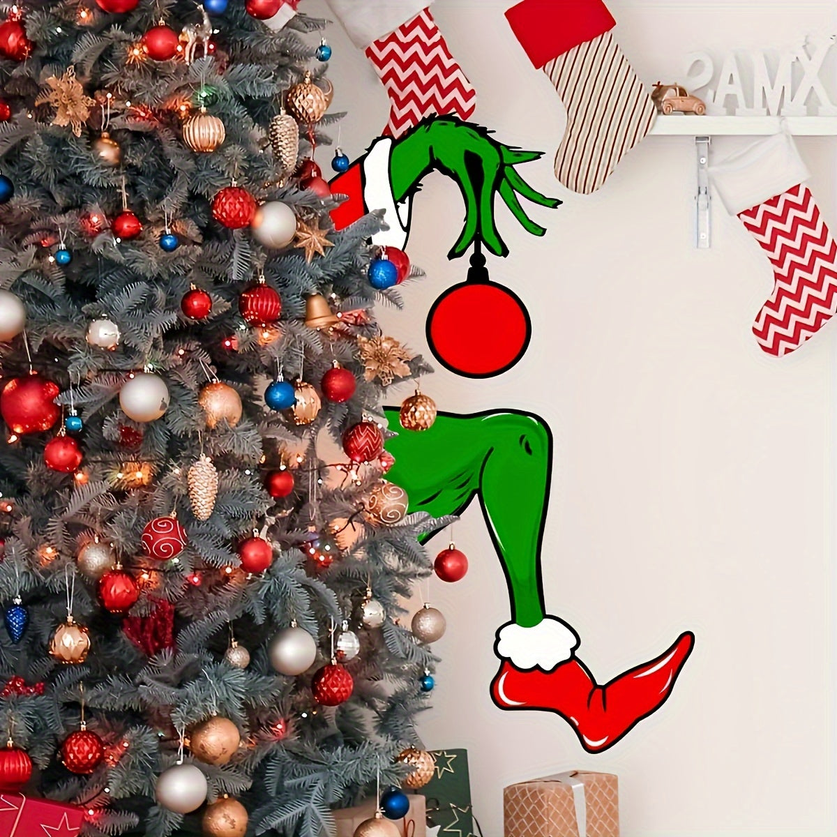 Christmas Decorations Welcome To Whoville Furry Green Santa Lair Decal Art Waterproof Christmas Sti 3