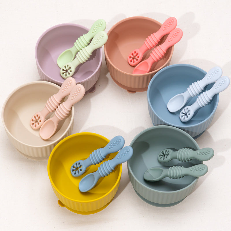 Training Spoon Feeding Tableware Baby Spoon Fork Set Food Grade Silicone Sticky Spoon Children Cutl 1