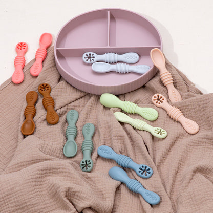 Training Spoon Feeding Tableware Baby Spoon Fork Set Food Grade Silicone Sticky Spoon Children Cutl 2