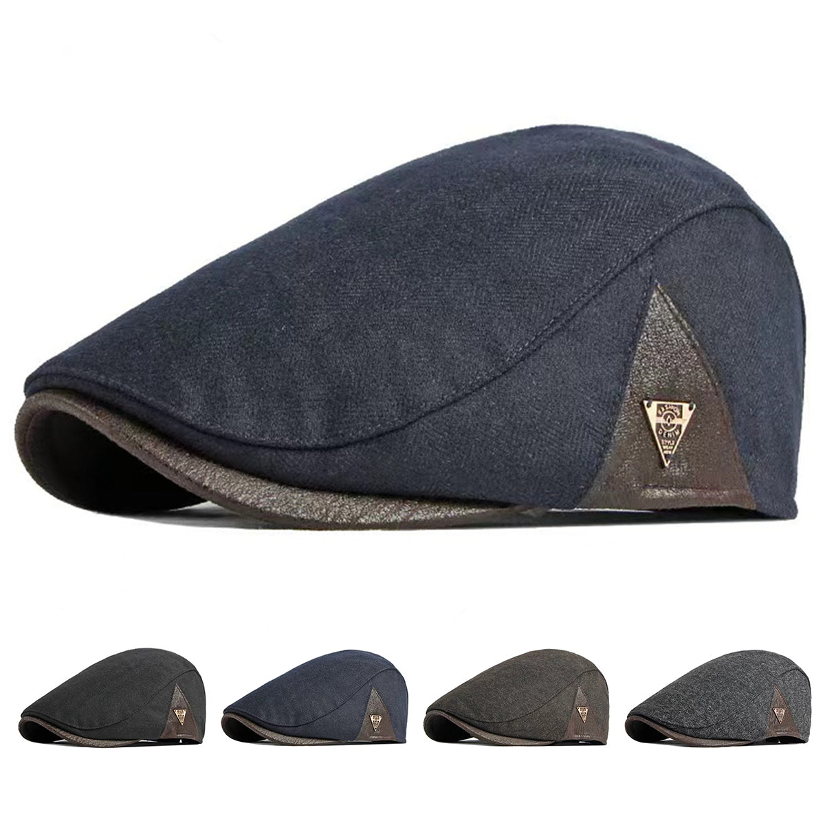 British Painters Hats Spring, Hip Hop Berets, Men Side Triangle Label Newsboy, Autumn Flat Cap Streetwear
