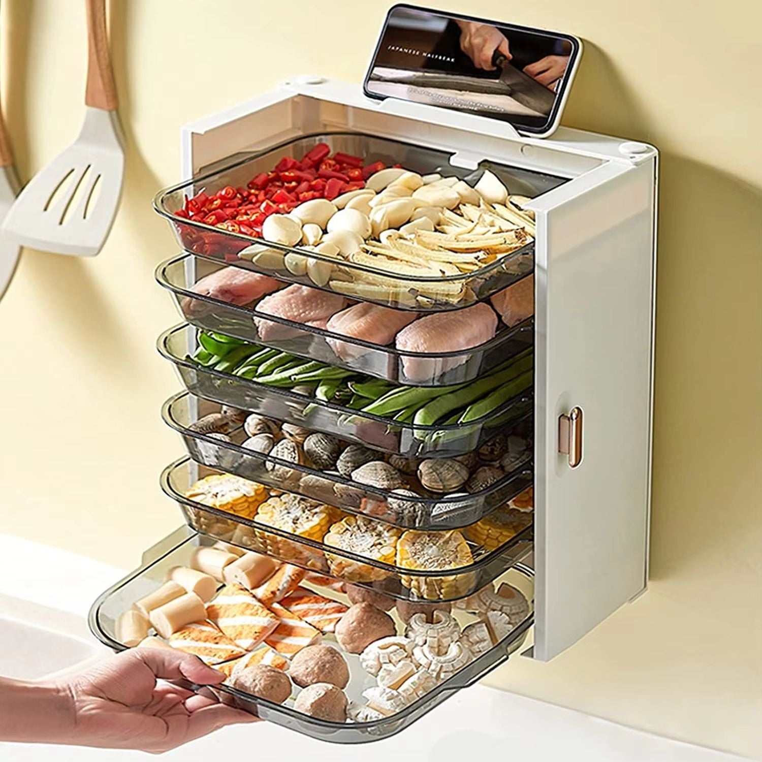 SpaceSaver 6-Layer Foldable Kitchen Dish Tray Organizer Rack