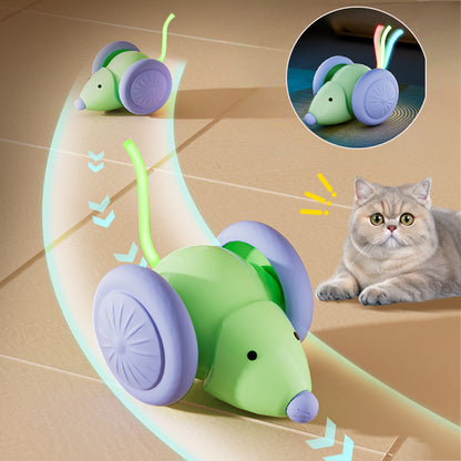 Automatic Teaser Cat Car Toy with Intelligent Obstacle Avoidance, Rechargeable Interactive Cat Toy Electric Mouse