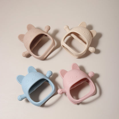 Cute Bunny Design Baby Teething Mittens Anti Sucking Hand Guard Food Grade Silicone Glove Chew Toy  1