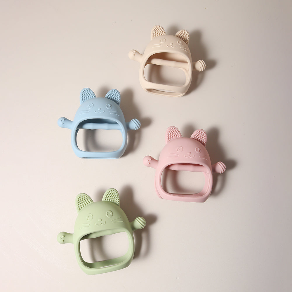 Cute Bunny Design Baby Teething Mittens Anti Sucking Hand Guard Food Grade Silicone Glove Chew Toy  2