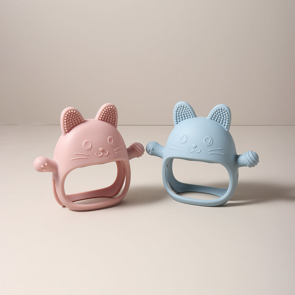 Cute Bunny Design Baby Teething Mittens Anti Sucking Hand Guard Food Grade Silicone Glove Chew Toy  4