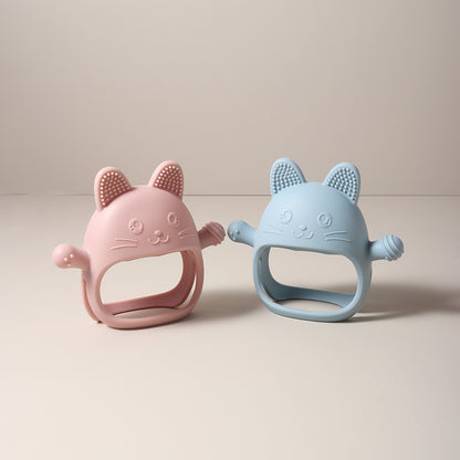 Cute Bunny Design Baby Teething Mittens Anti Sucking Hand Guard Food Grade Silicone Glove Chew Toy  4