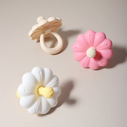 Teether silicone pacifier teether, hot sale Baby flower shape, free teether toy, big size baby BPA safe soothing teether