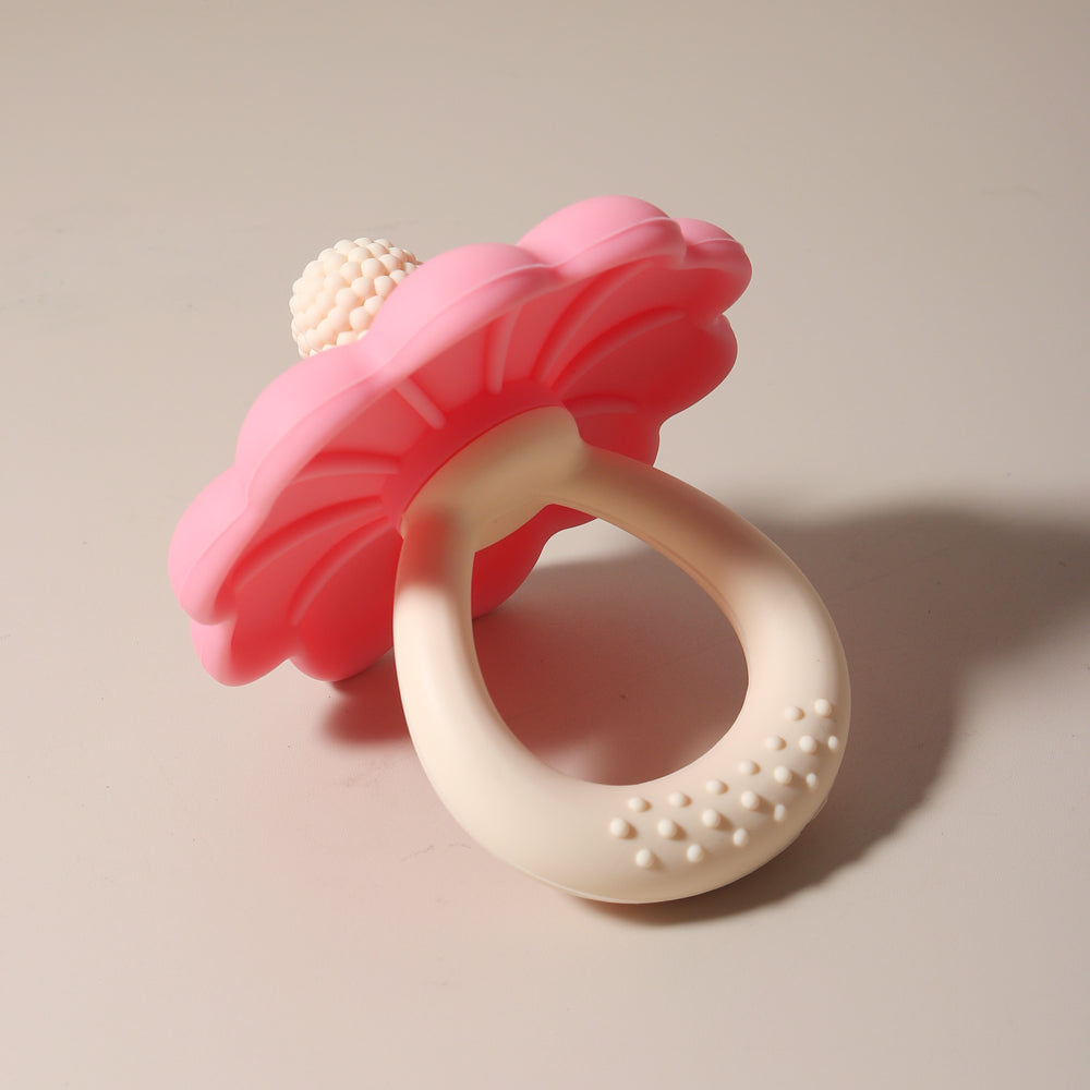 Teether silicone pacifier teether, hot sale Baby flower shape, free teether toy, big size baby BPA safe soothing teether