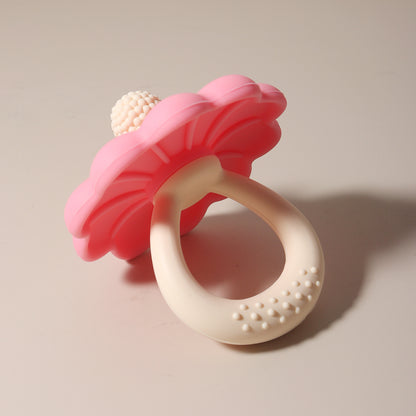 Teether silicone pacifier teether, hot sale Baby flower shape, free teether toy, big size baby BPA safe soothing teether