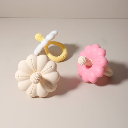 Teether silicone pacifier teether, hot sale Baby flower shape, free teether toy, big size baby BPA safe soothing teether