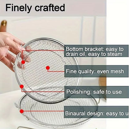 MegaDrain 304Stainless Steel Mesh Filter Tray  Round Basket For Frying And Kitchen Prep 5