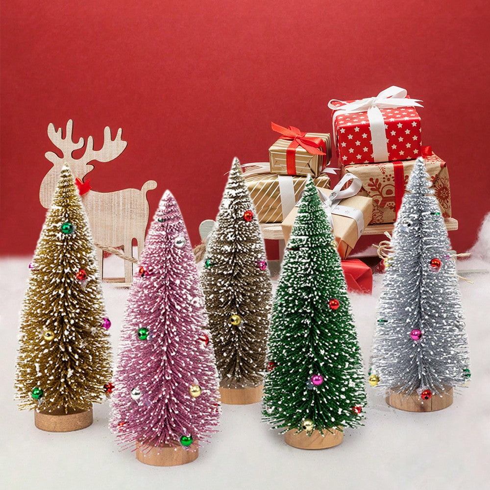 Mini Christmas Tree, Cedar Tree Snowflake, Pine Needle Tree, Tabletop Miniature, Doll House Festival, Snow Decor