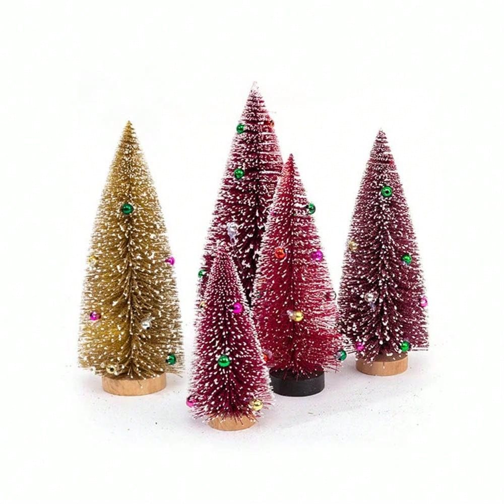 Mini Christmas Tree Cedar Tree Snowflake Pine Needle Tree Tabletop Miniature Doll House Festival Sn 2
