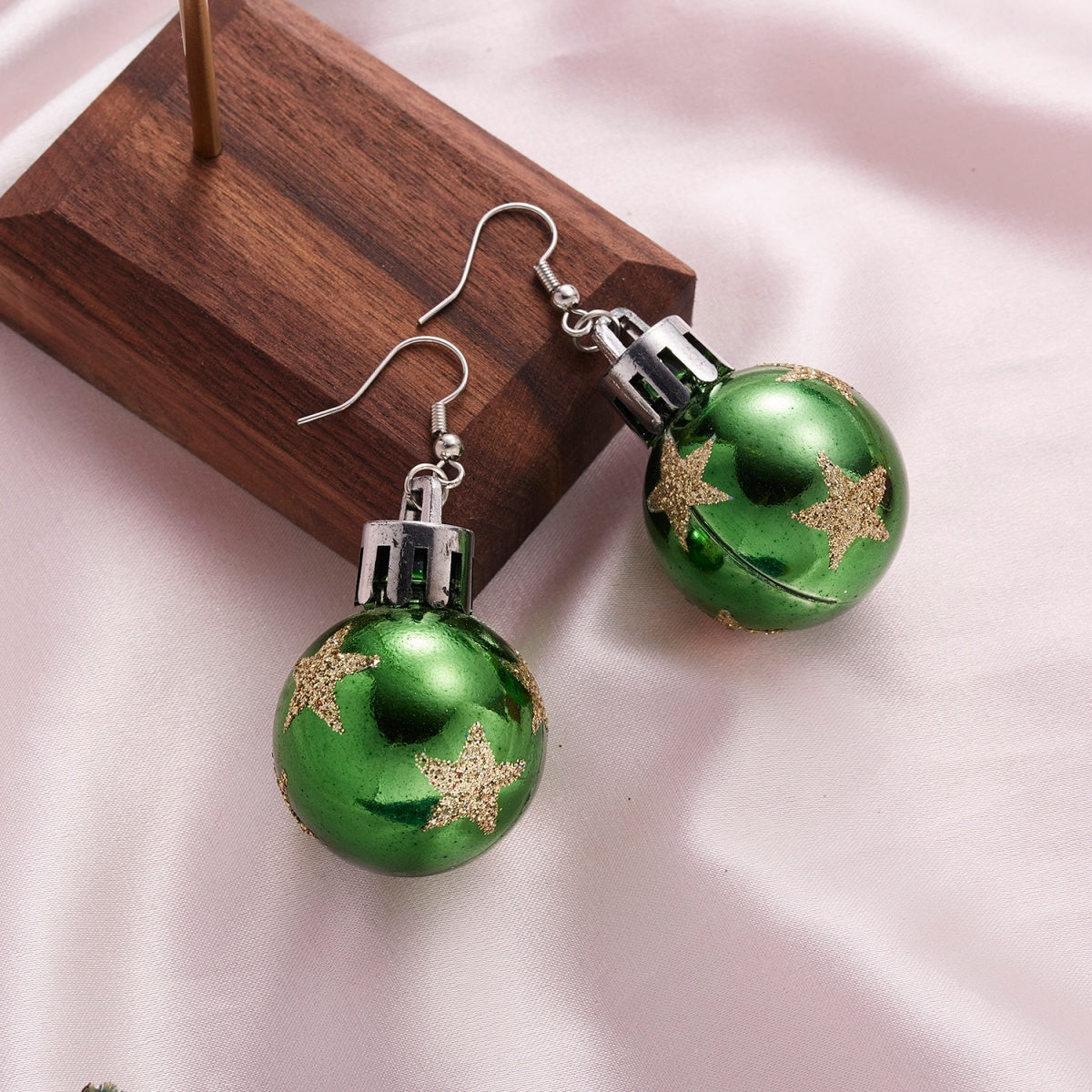 Bulb Drop Earrings Minimalist Round Ball Christmas Resin Sequins Star Pattern Jewelry Gift Earring  1