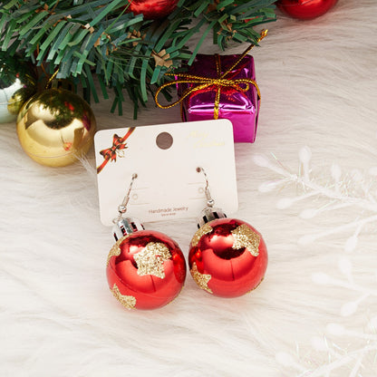Bulb Drop Earrings Minimalist Round Ball Christmas Resin Sequins Star Pattern Jewelry Gift Earring  4