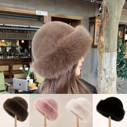 Thicken Plush Warm Fur Hat, Fluffy Beanie Warm Thick Hat, Mongolian Caps for Casual Trips Skiing Sports