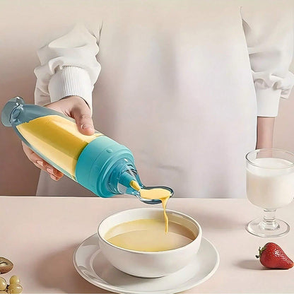 Portable Squeeze Feeding Bottle Soft Spoon Silicone Feeder With Cup Cap Colorful Silicone Baby Bott 3