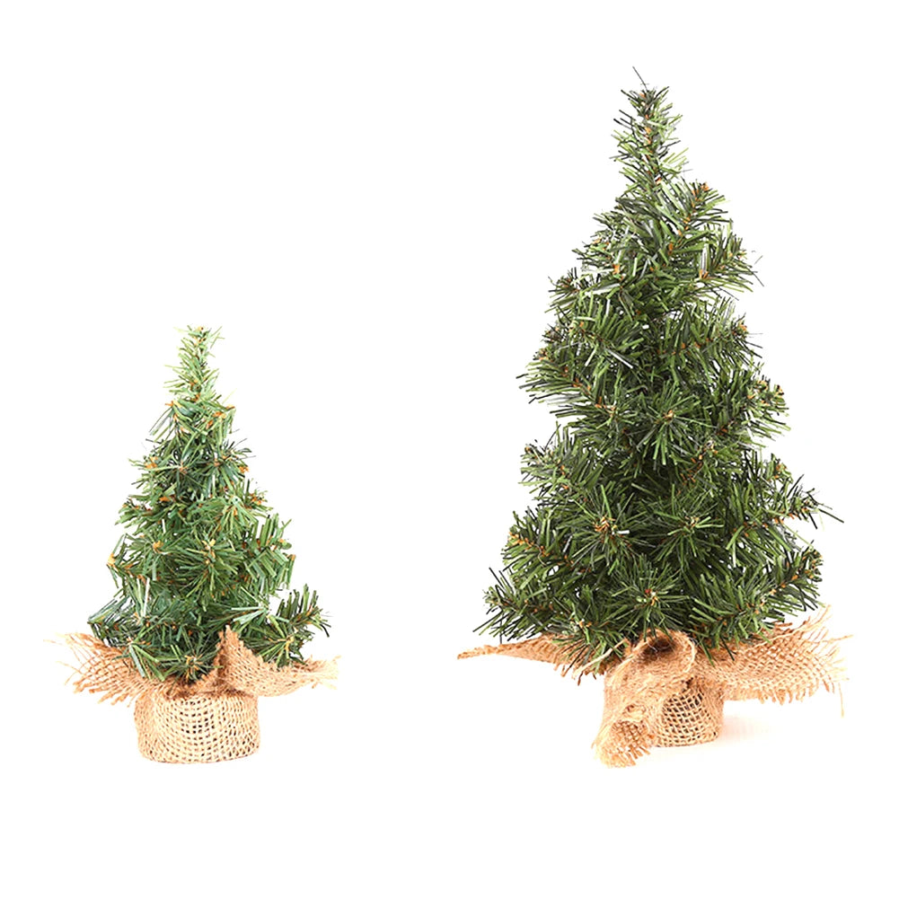Mini Christmas Tree, Cute New Year Decoration Ornaments, Desktop Xmas Trees, Mini Christmas Tree with Burlap Base