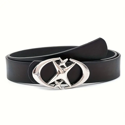 Stylish Oval Cross Metal Buckle Belt, Durable Simple Design, Universally Compatible Unisex Gift